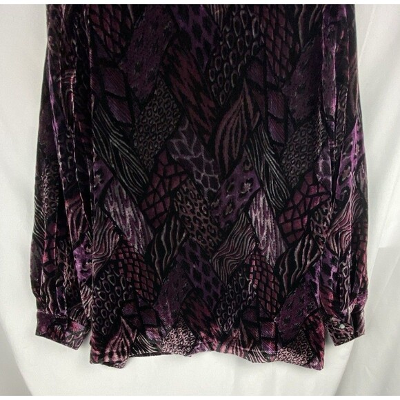 Bob Mackie Wearable Velvet Blouse Womens 2X Mixed Animal Print Button Up Dressy - Picture 10 of 13